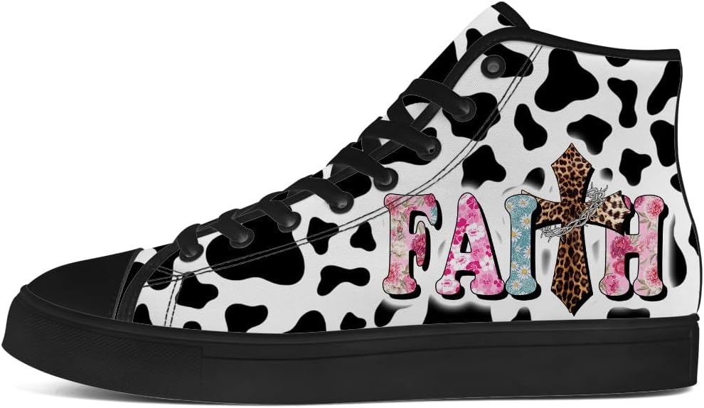 Кеды на высокой подошве chebing для мужчин и женщин, Faith Over Fear, с верхом из ткани, шнуровкой, повседневные, подарок для мужчин и женщин, белый — фото 3