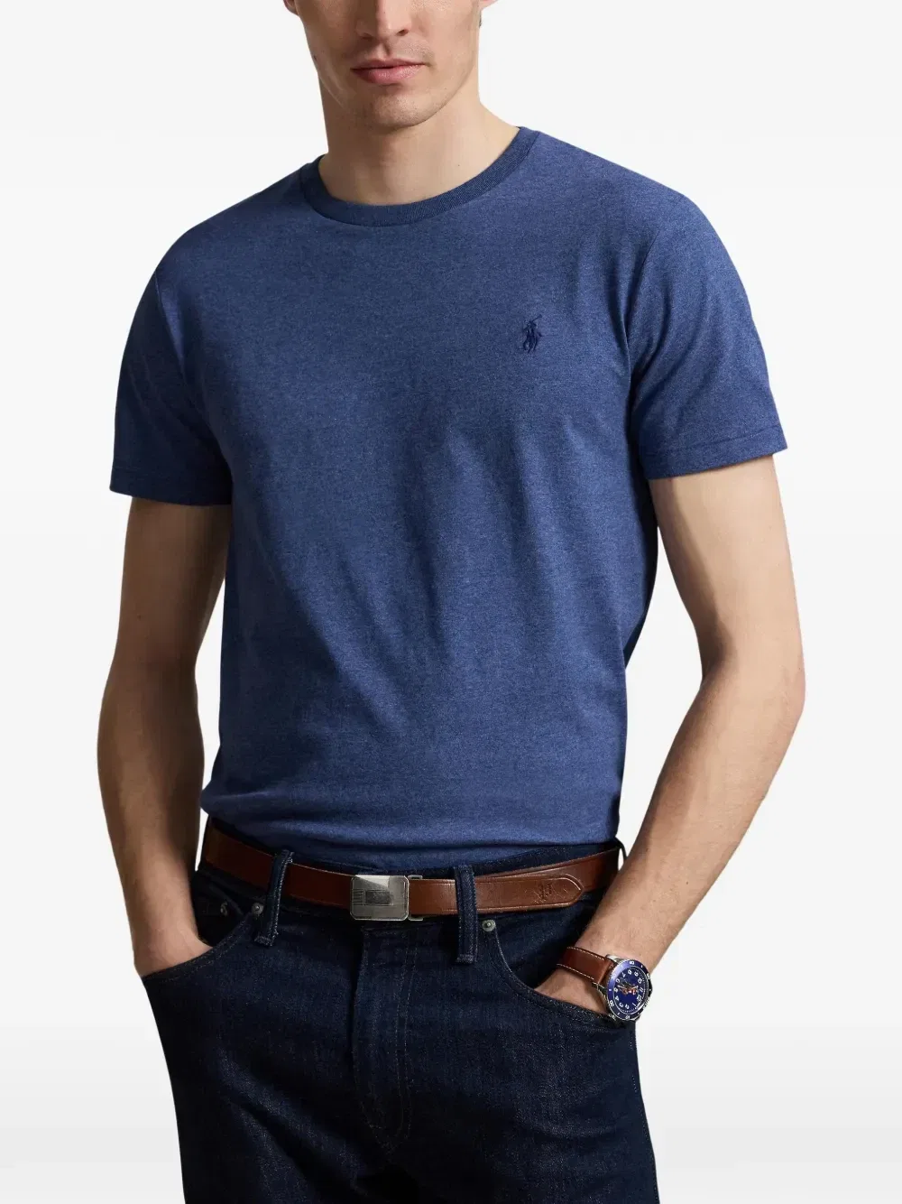 Футболка из хлопка с вышивкой пони POLO RALPH LAUREN, синий — фото 3