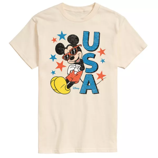 

Футболка с рисунком Микки Мауса, солнцезащитные очки, США Disney, бежевый