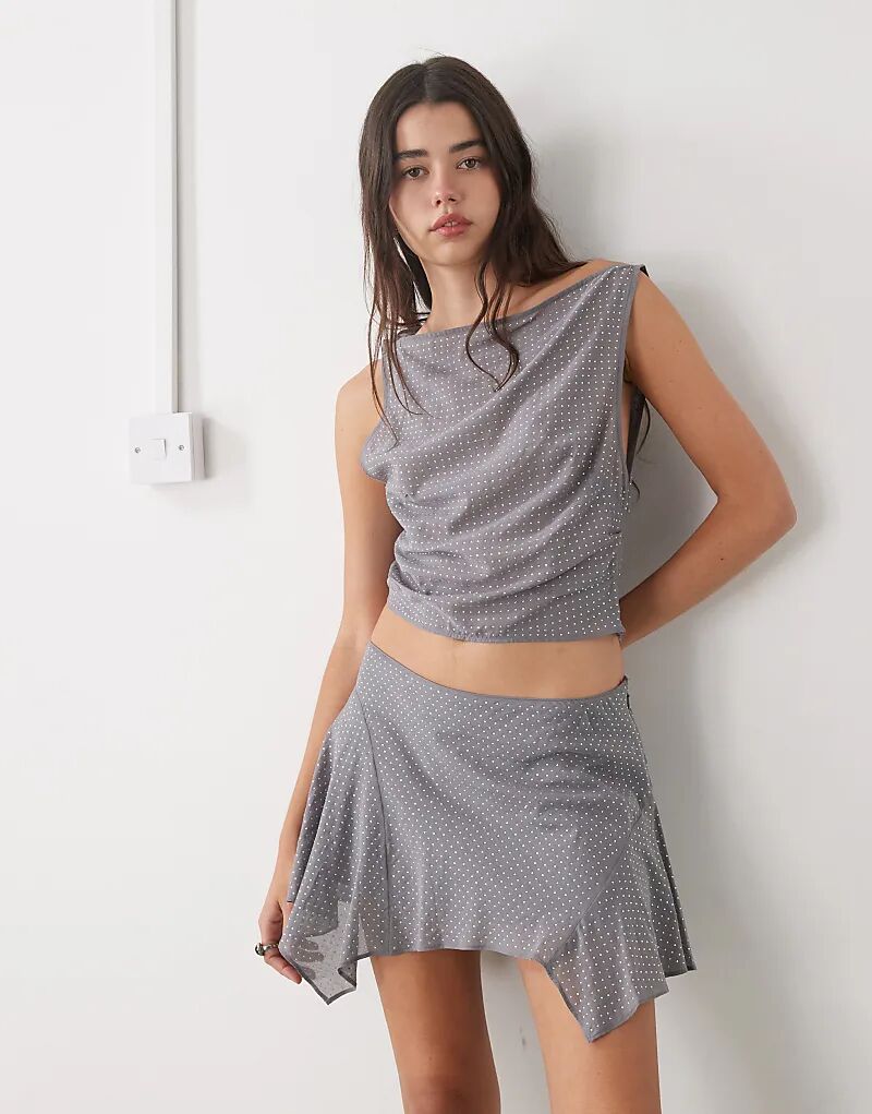 

Мини-юбка Monki coord со стразами темно-серого цвета