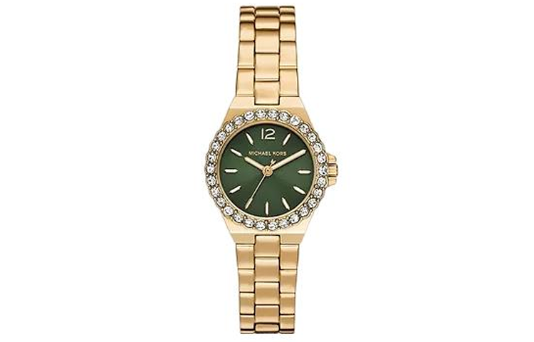 

MICHAEL KORS Наручные часы Camille Collection с кварцевым механизмом, ремешком из нержавеющей стали и зеленым циферблатом, женские часы MK7395