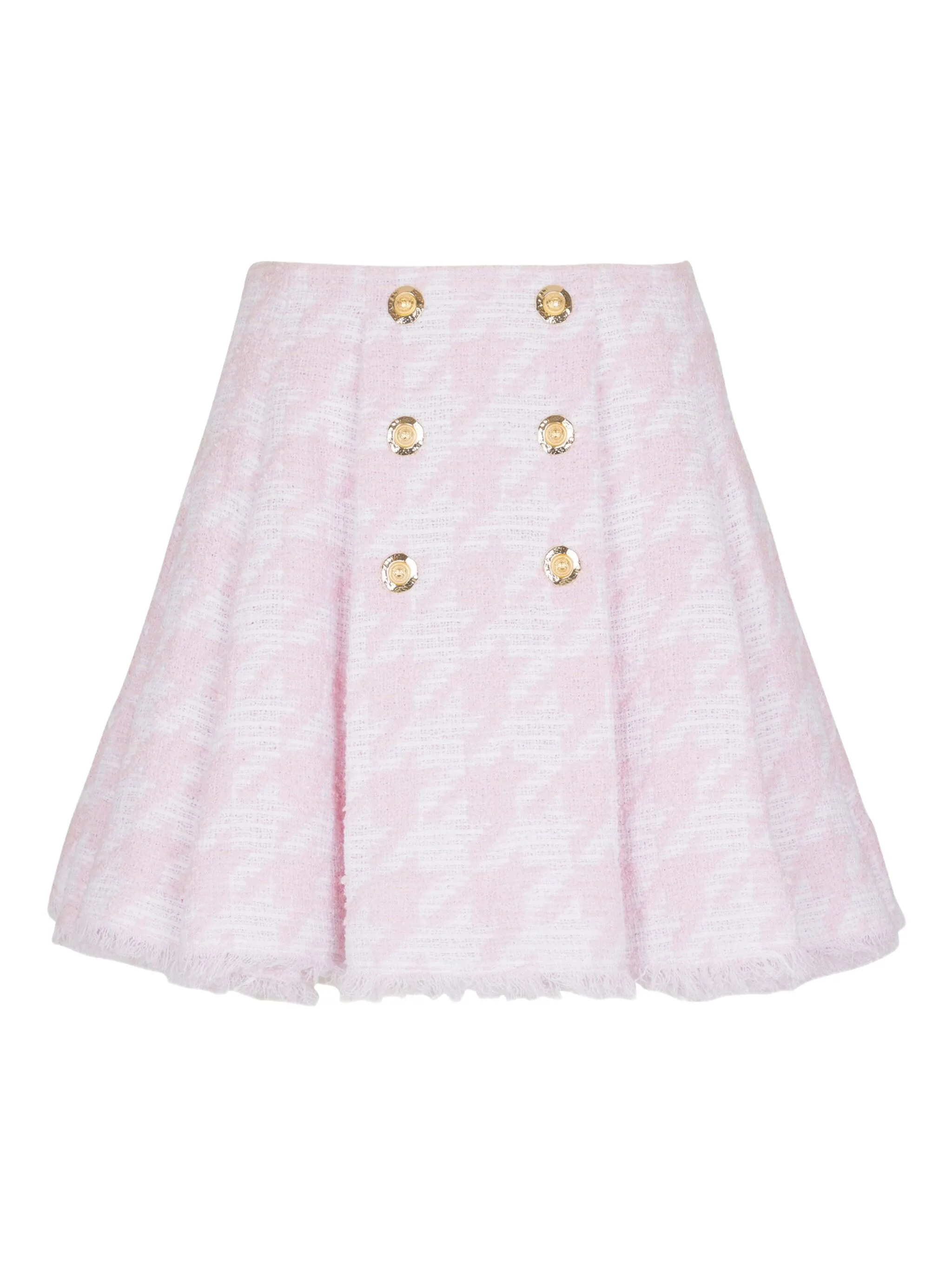 

Расклешенная твидовая юбка с декоративными пуговицами Balmain, белый