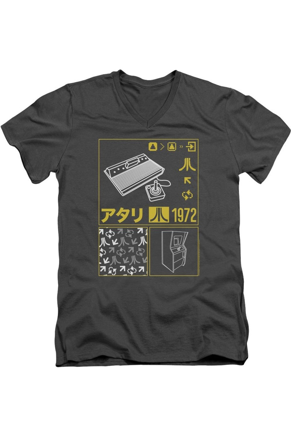 

Футболка Atari Kanji Squares с коротким рукавом и V-образным вырезом для взрослых из хлопка премиум-класса Gildan, цвет charcoal