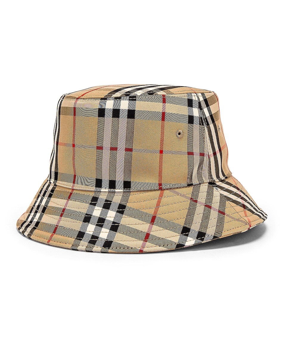 Шапка Burberry Heavy Cotton Check Bucket, цвет Archive Beige — фото 2