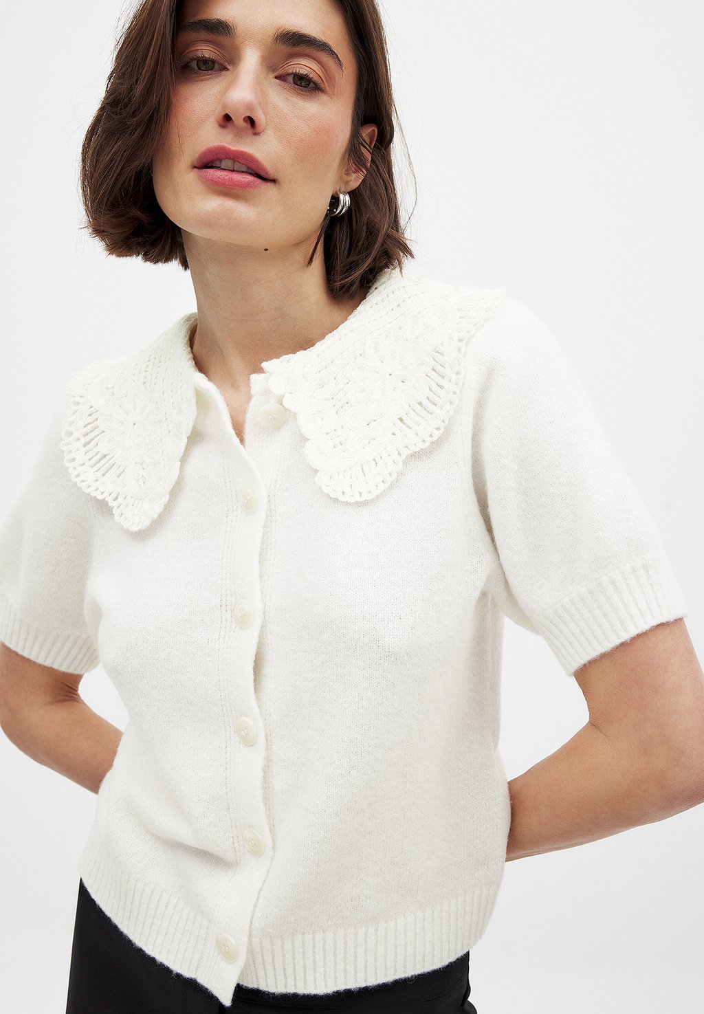 

Кардиган SHORT SLEEVE COLLAR NA-KD, белый