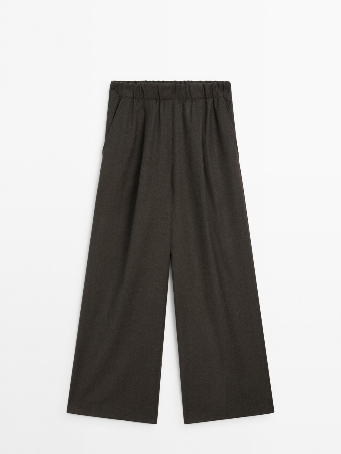 

Брюки из 100% шерсти с защипами Massimo Dutti, зеленый