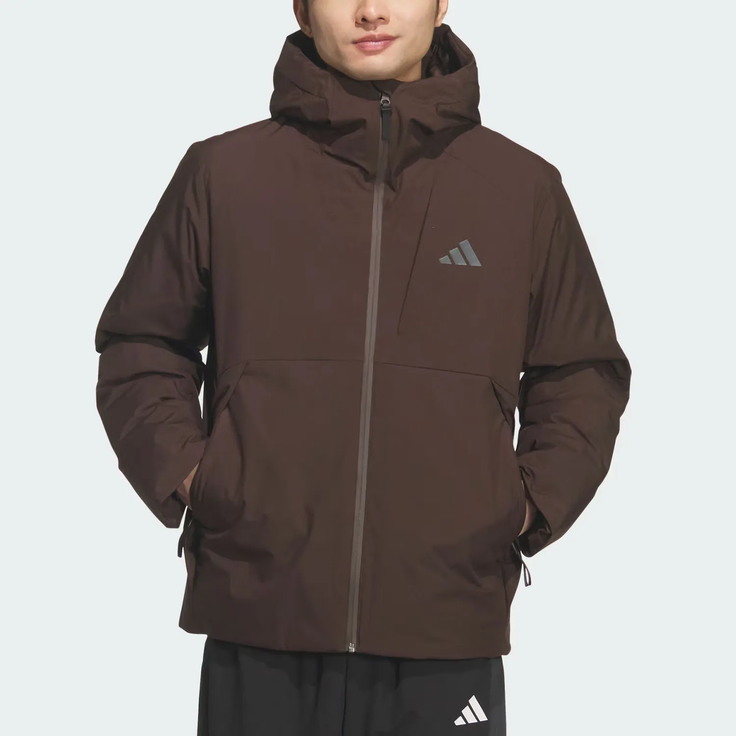 Пуховик Future Tech мужской Adidas, темно-коричневый (with 1 Pack of Adidas Socks Included) — фото 4