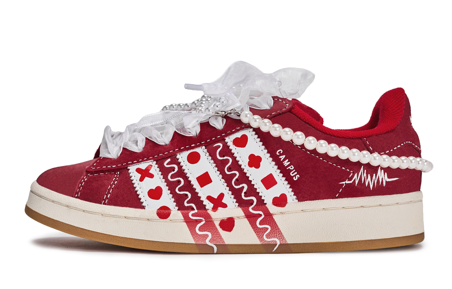 

Adidas Originals CAMPUS 00s 811 Manufacturing, Heartbeat Rhythm Low top Skateboard Shoes Unisex White Red