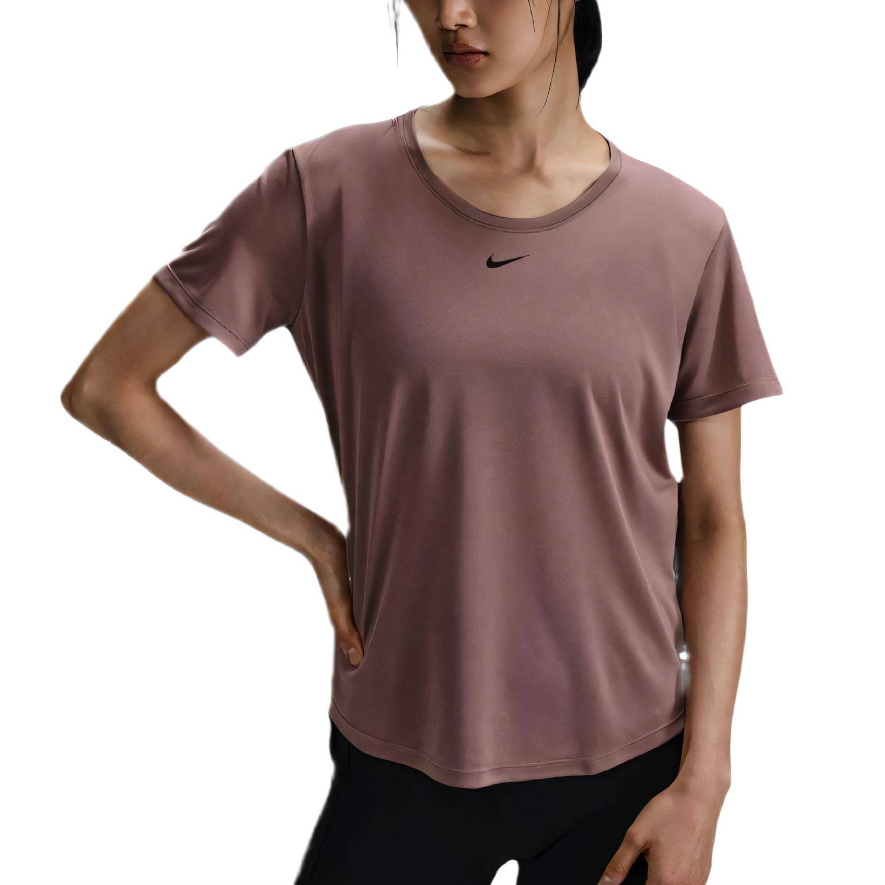 Nike Футболка Dri Fit One Drop Shoulder Sleeve женская серый розовый — фото 2