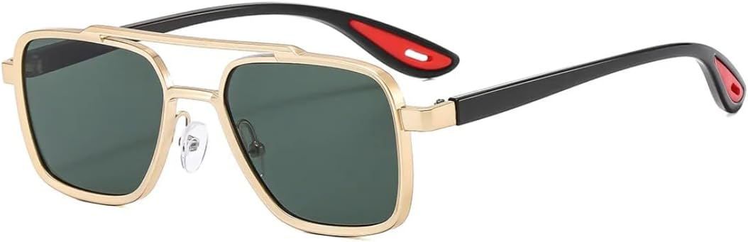 

Солнцезащитные очки для мужчин и женщин - защита UV400 - двойные перемычки, прозрачные линзы цвета "океан", подходят для занятий спортом на открытом воздухе и вождения DSVIGF, Gold Green