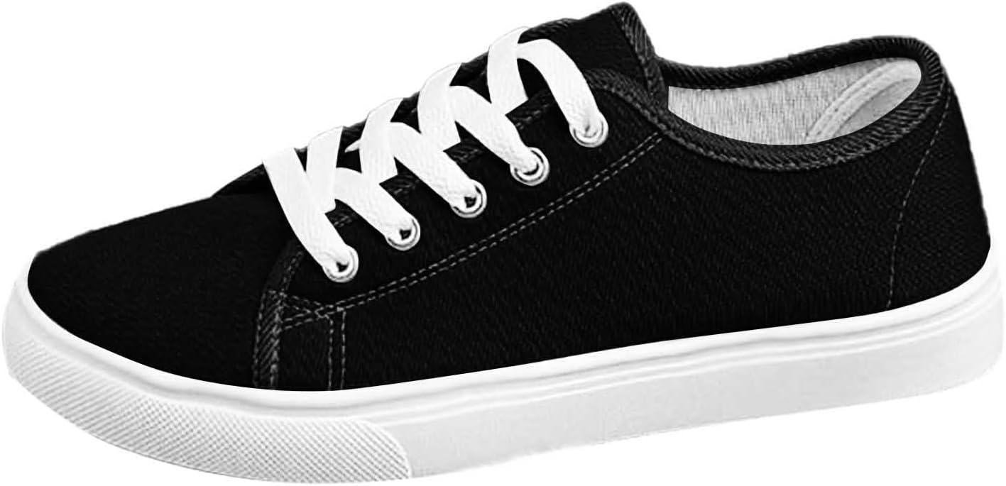 

Женские повседневные кеды из ткани Модные ботинки на шнуровке Комфортные плоские дышащие для повседневной носки Generic, черный