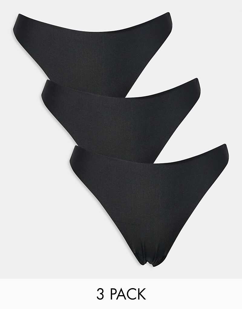 

ASOS DESIGN – Набор из трех невзрачных кружевных стрингов черного цвета