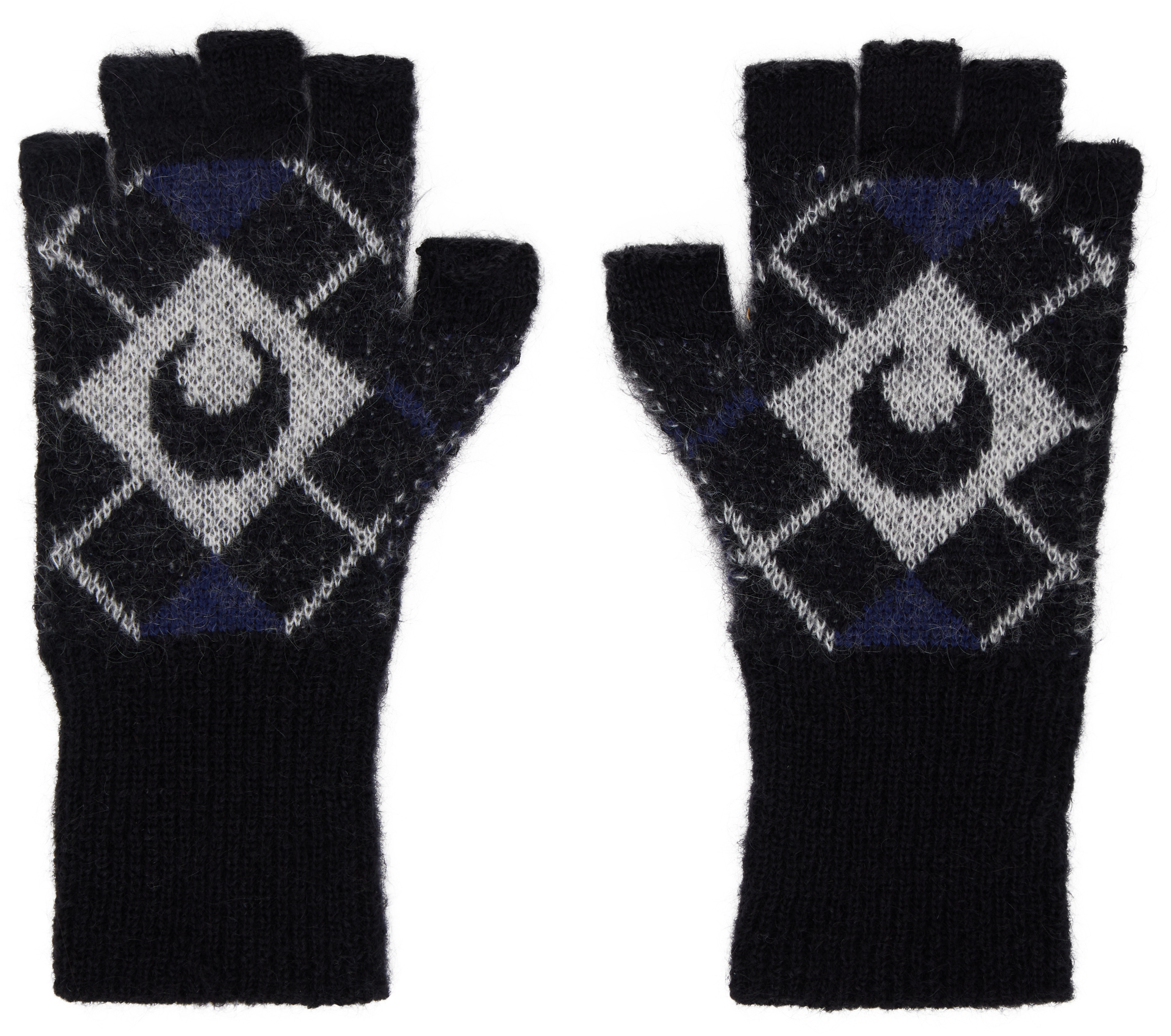 

Перчатки без пальцев Moon Argyle Knit ML = 8 Marine Serre