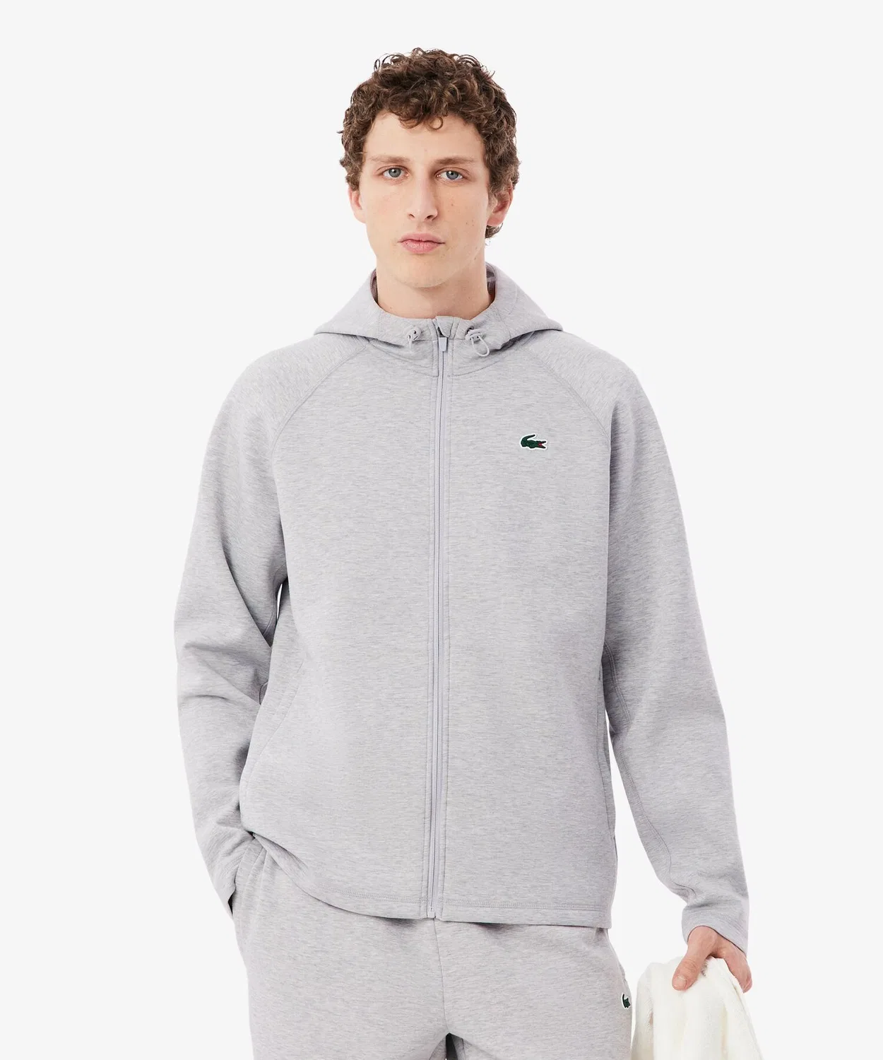 Худи Lacoste на молнии, органический хлопок, серый