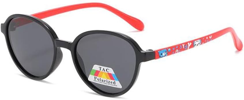 

Детские солнцезащитные очки TAC с круглой оправой для детей от 3 до 12 лет, поляризованные, для мужчин и женщин (черный, красная оправа, черные и серые вкрапления) Weloveushop, Black Frame Black Gray Flakes