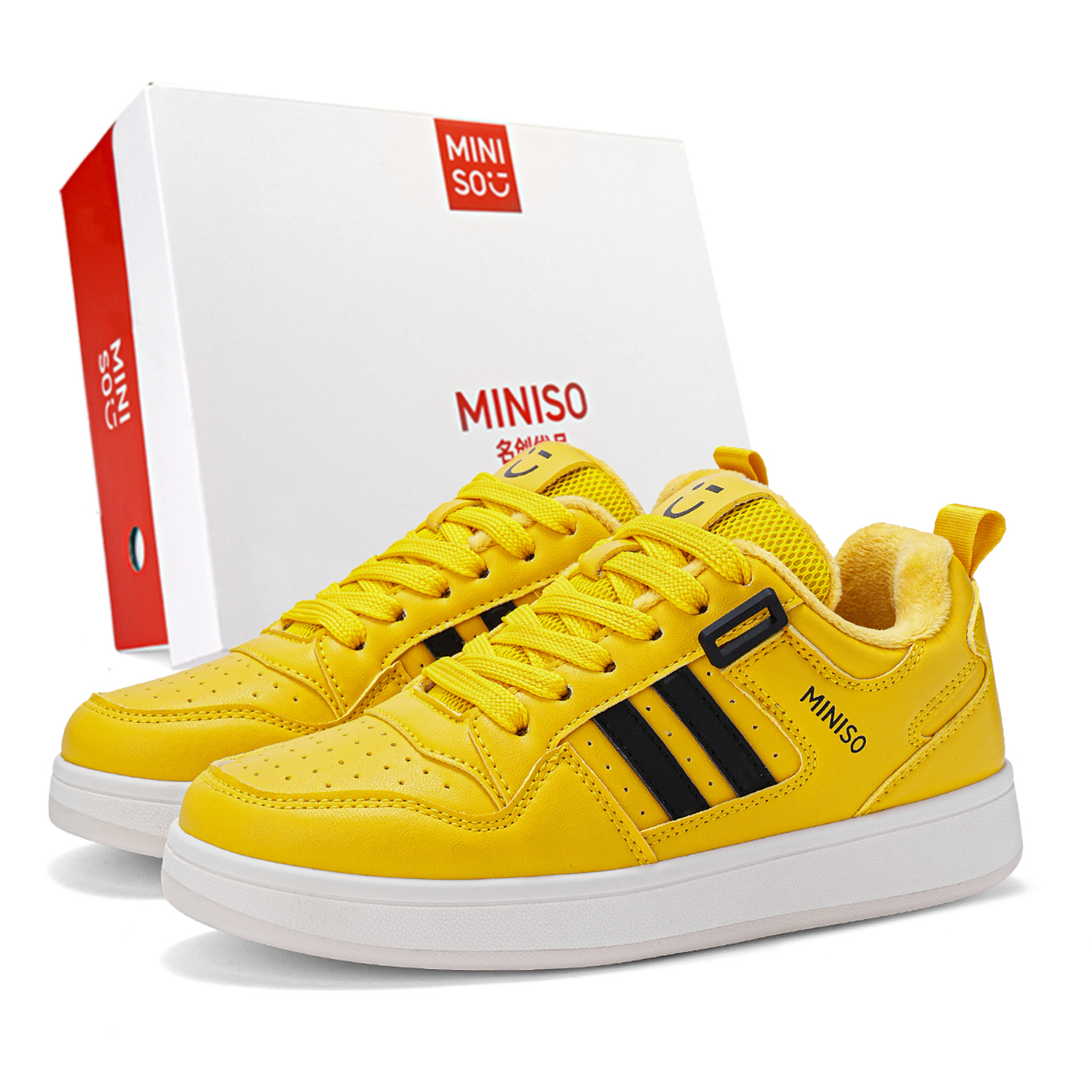 

MINISO Низкие скейтерские кроссовки унисекс с желтой флисовой подкладкой, цвет Yellow Fleece-Lined Box