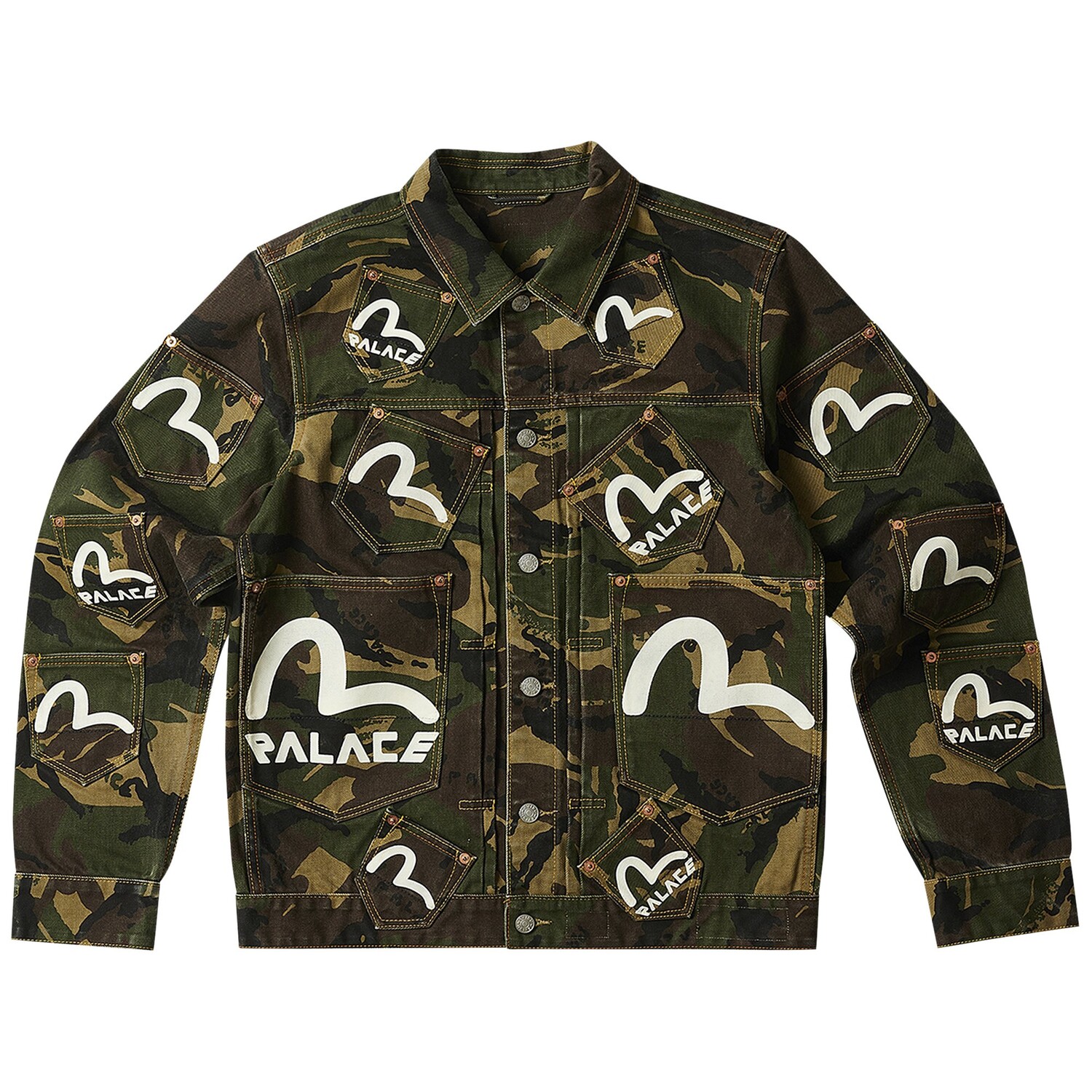 

Джинсовая куртка Palace x Evisu Type One, камуфляж