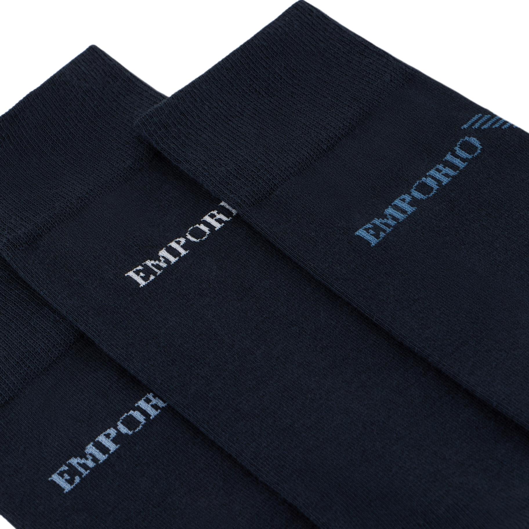 EMPORIO ARMANI Мужские носки Crew 3 пары Navy Blue — фото 3