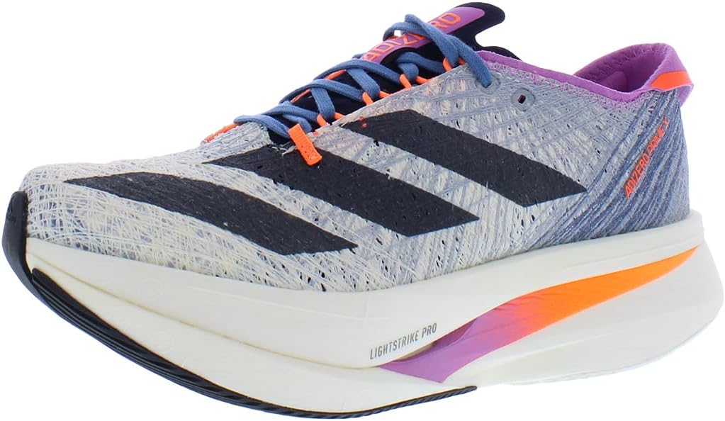 

Беговые кроссовки ADIDAS Adizero Prime X Strung - легкие и гибкие с бесшовной посадкой, энергоэффективным дизайном, цвет: Solar Red/Black/Blue Dawn, белый/сиреневый