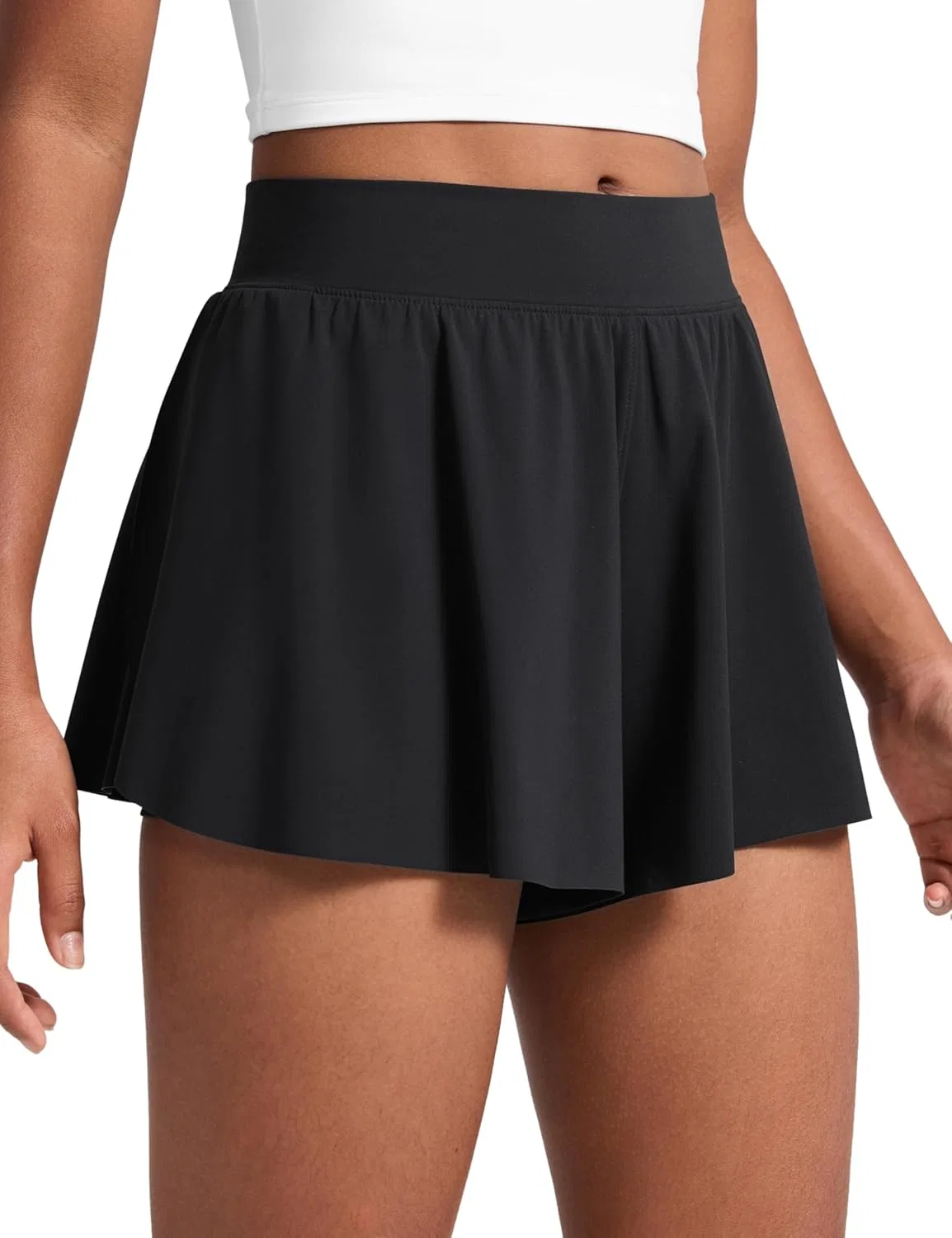 Шорты для девочек 2-в-1 Athletic Flowy, CRZ YOGA, Black
