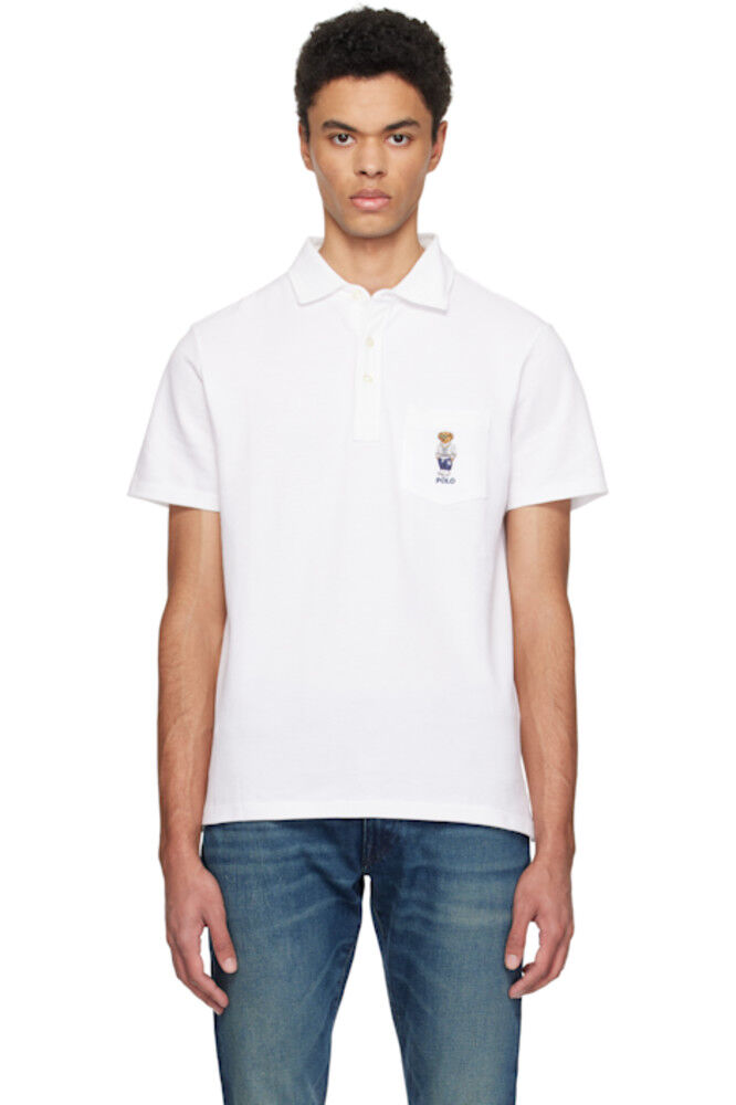 

Белый классический поло поло с сеткой Bear Polo Ralph Lauren