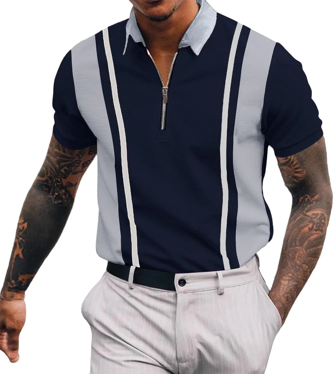

Golf стильная футболка для мужчин Classic Quarter Zip с коротким рукавом