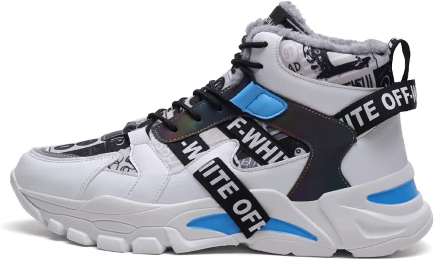 

Мужские высокие кроссовки с флисовой подкладкой: на шнуровке, с ярким логотипом, с толстой амортизирующей подошвой- ультратеплая подкладка, подходят для повседневной носки и повседневного стиля в холодную погоду Khwfjas, голубой