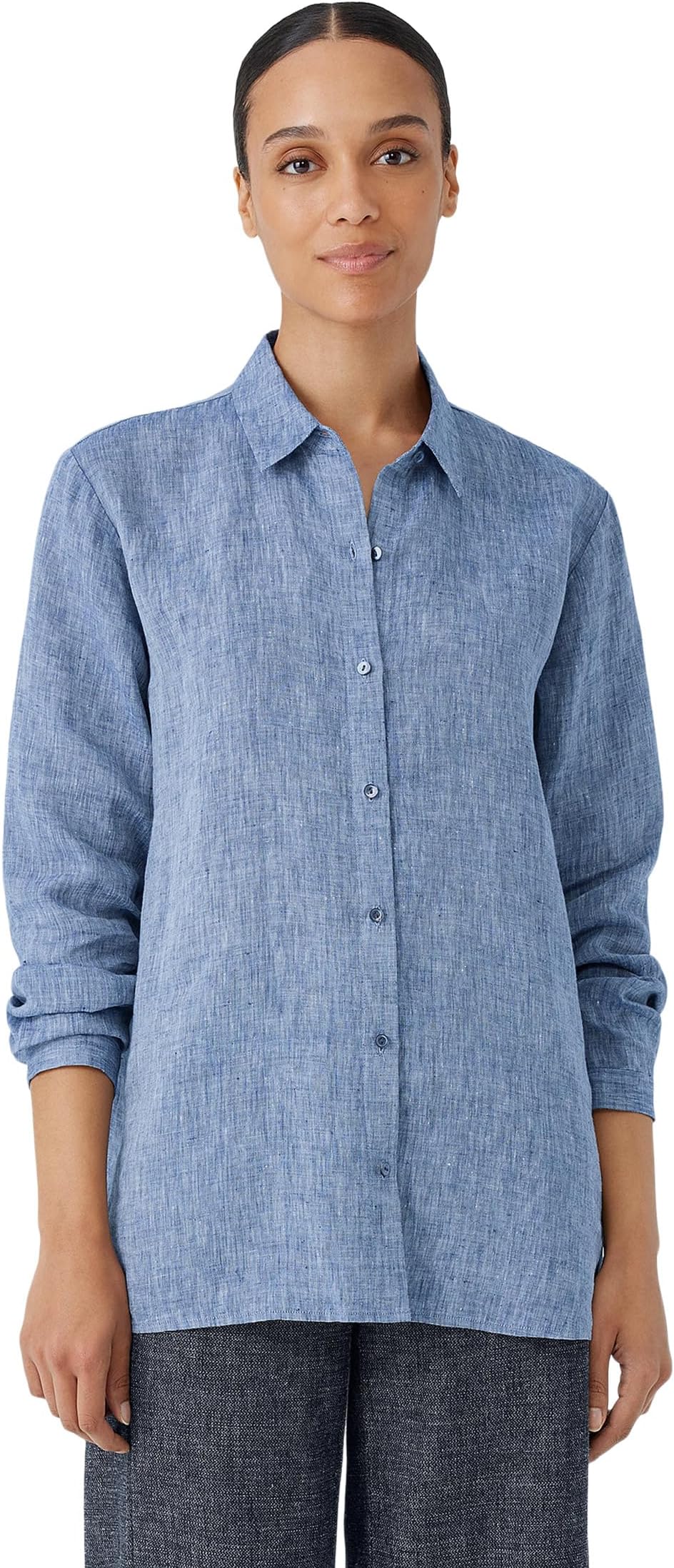 

Рубашка Eileen Fisher Petite Classic Collar Shirt, цвет Chambray
