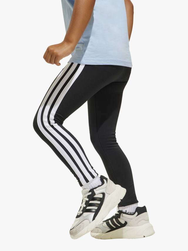 Детские эластичные леггинсы из хлопковой смеси adidas, Black/White — фото 2