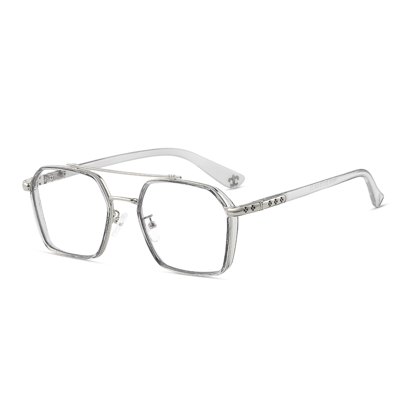 

MK MINGKU Квадратные очки унисекс, Silver and Gray Frame