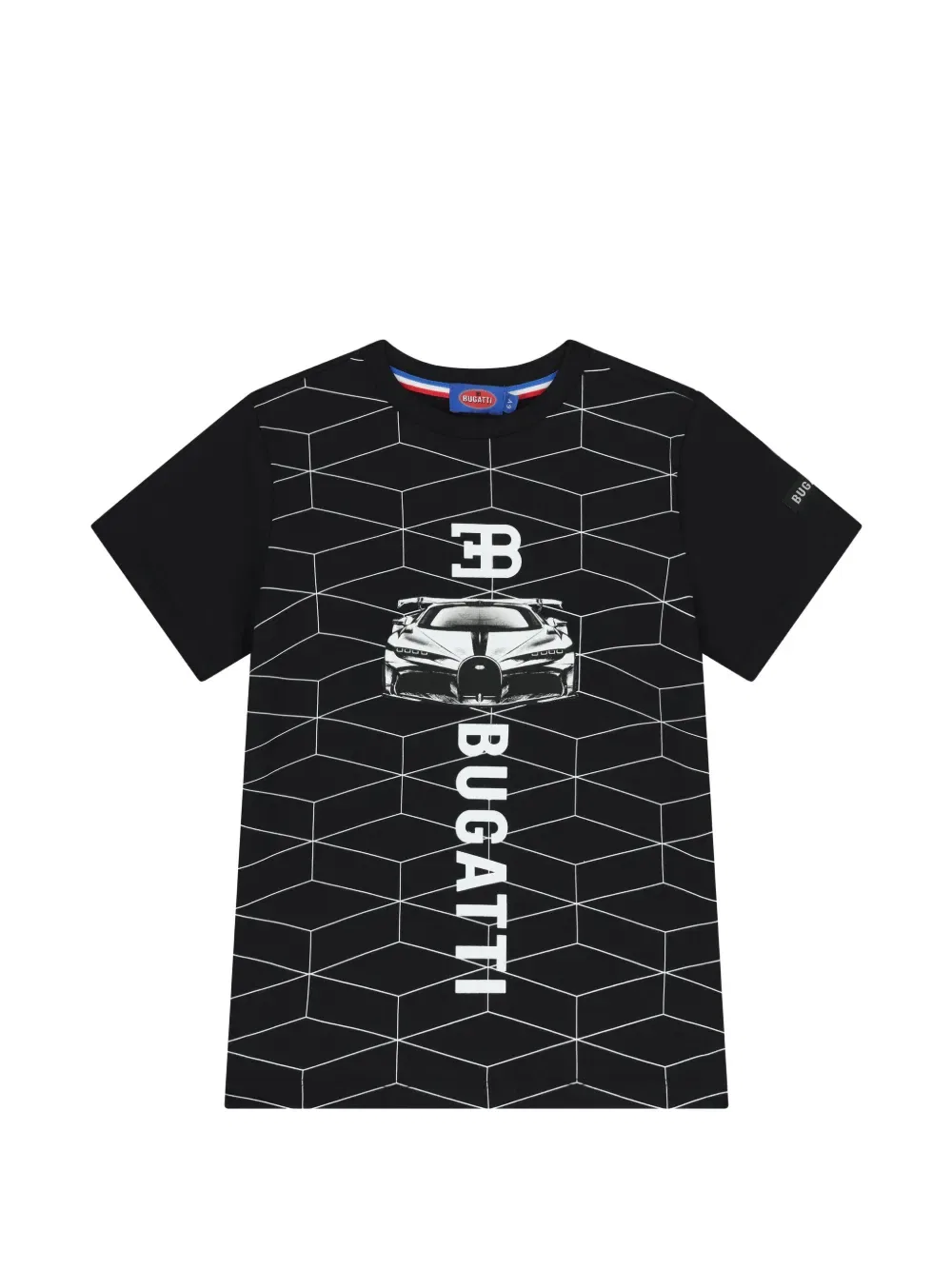 Футболка с геометрическим узором в виде автомобиля Bugatti Kids, черный
