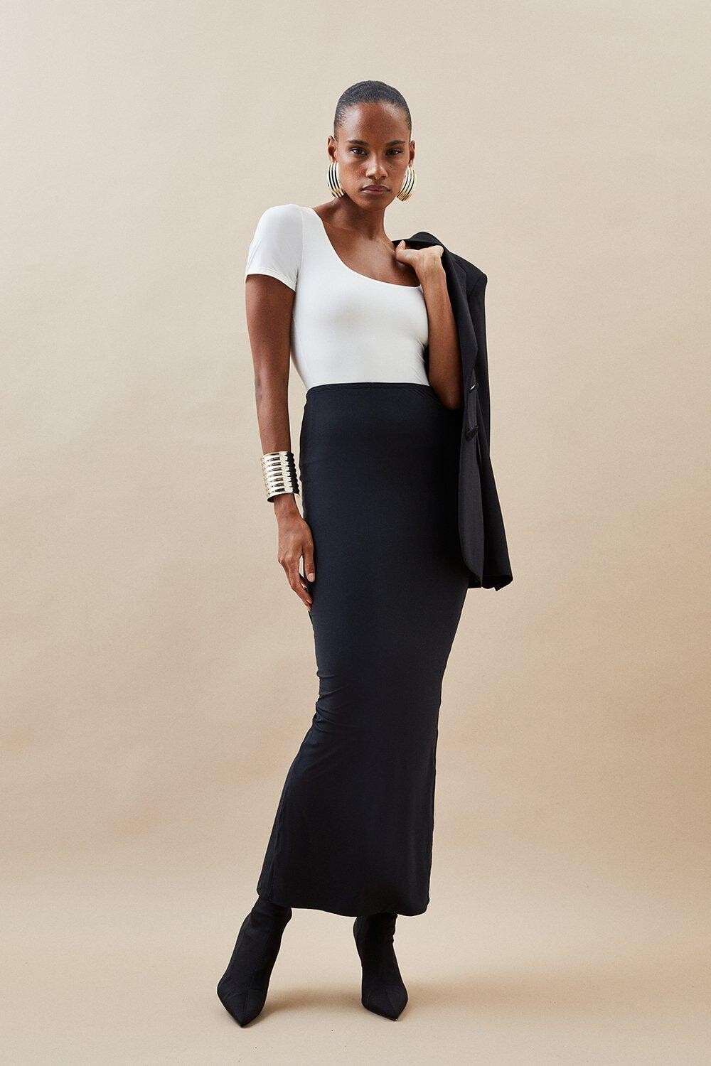 

Контурная футболка из джерси Karen Millen, белый