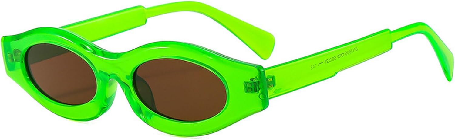 

Роскошные солнцезащитные очки в маленькой оправе овальной формы для женщин, модные винтажные очки в стиле панк Y2K, стильные очки для вождения, защита UV400 mincl, Green Brown