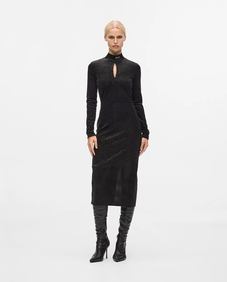 

Платье из бархата с эффектом блеска Karl Lagerfeld, черный