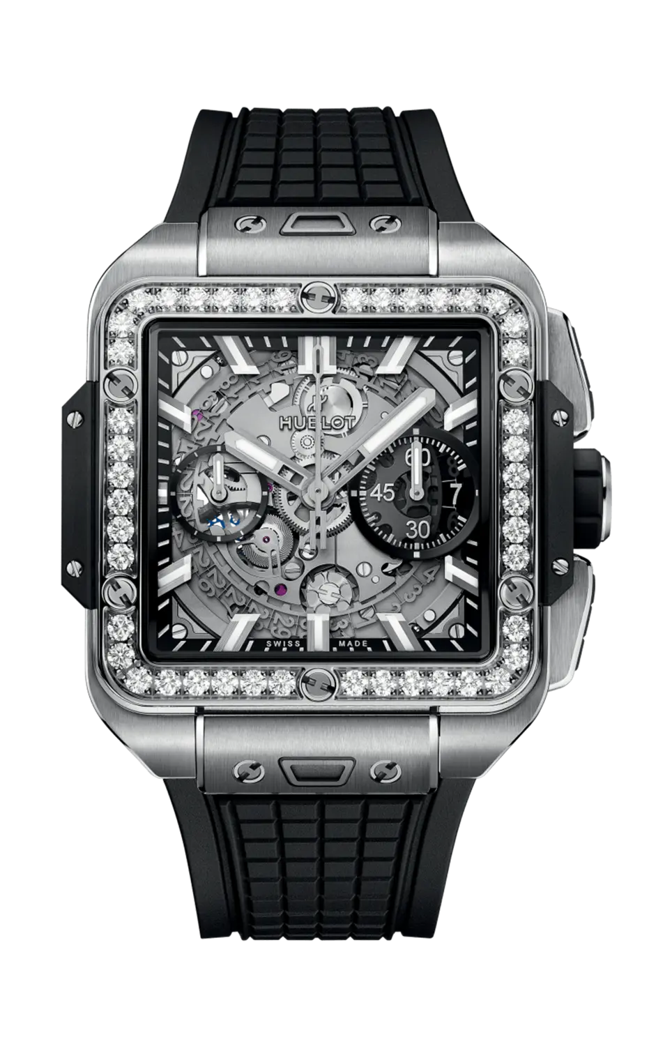 

Часы square bang unico titanium diamonds 42 мм Hublot