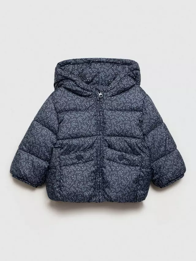 

Куртка Mango Kids' June Floral Hooded Quilted, цвет medium blue