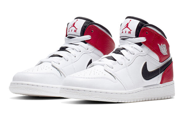 Кроссовки 1 mid 'white black gym red' Air Jordan, белый — фото 3