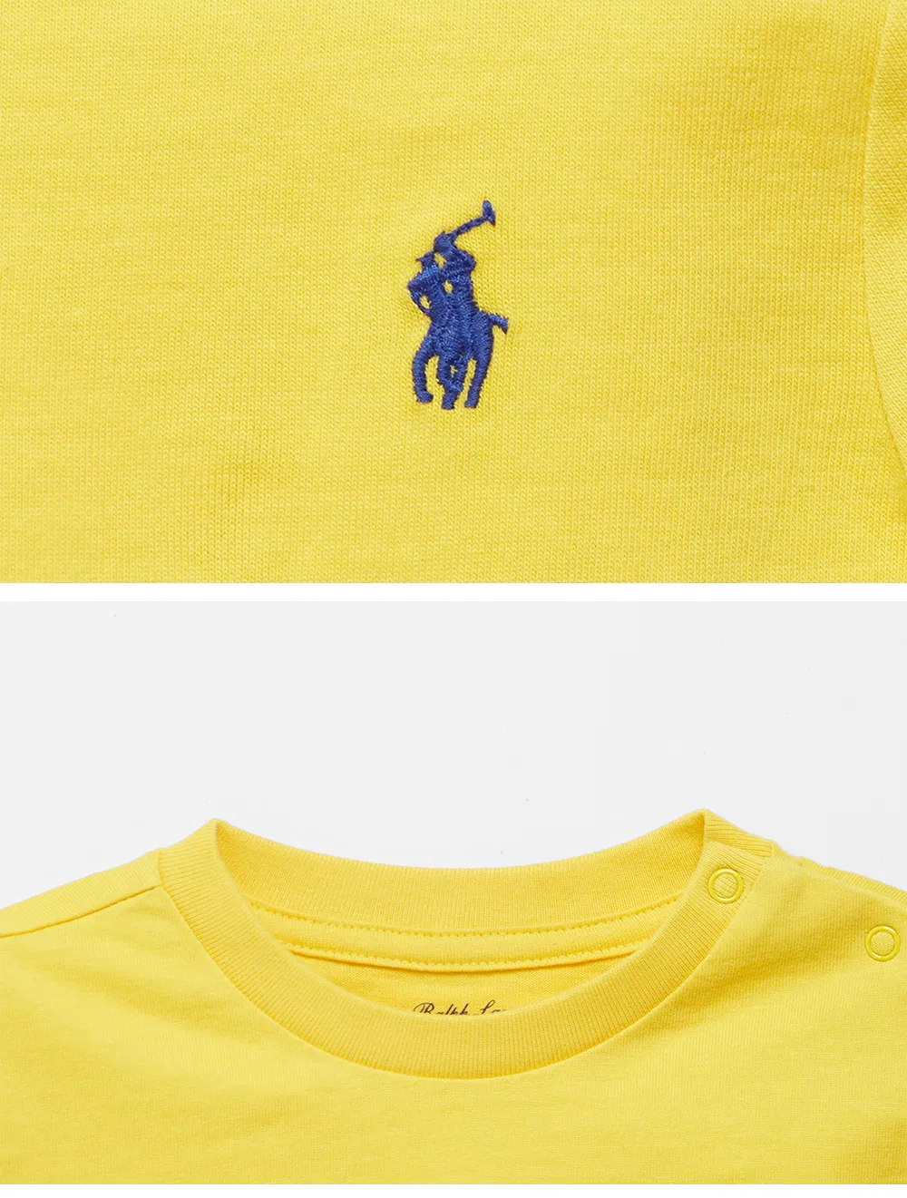 Детская хлопковая футболка с круглым вырезом жёлтая от Polo Ralph Lauren Children — фото 4