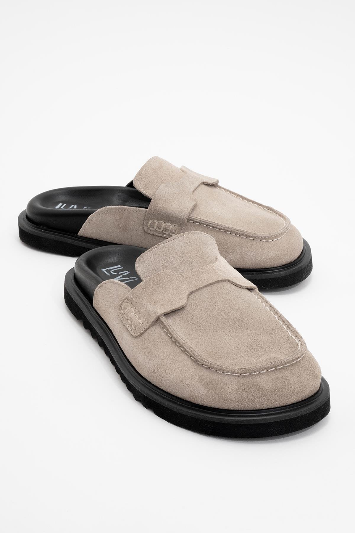 Лавен кожаные клоги-шлепанцы Forever & Always Shoes, бежевый
