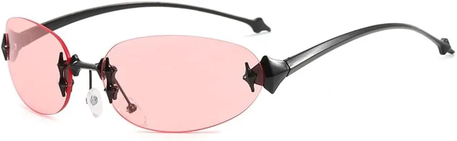 

Модные женские солнцезащитные очки без оправы в стиле ретро с металлическим декором, декоративные солнцезащитные очки с защитой от УФ-излучения UV400 KTUCN, Pink