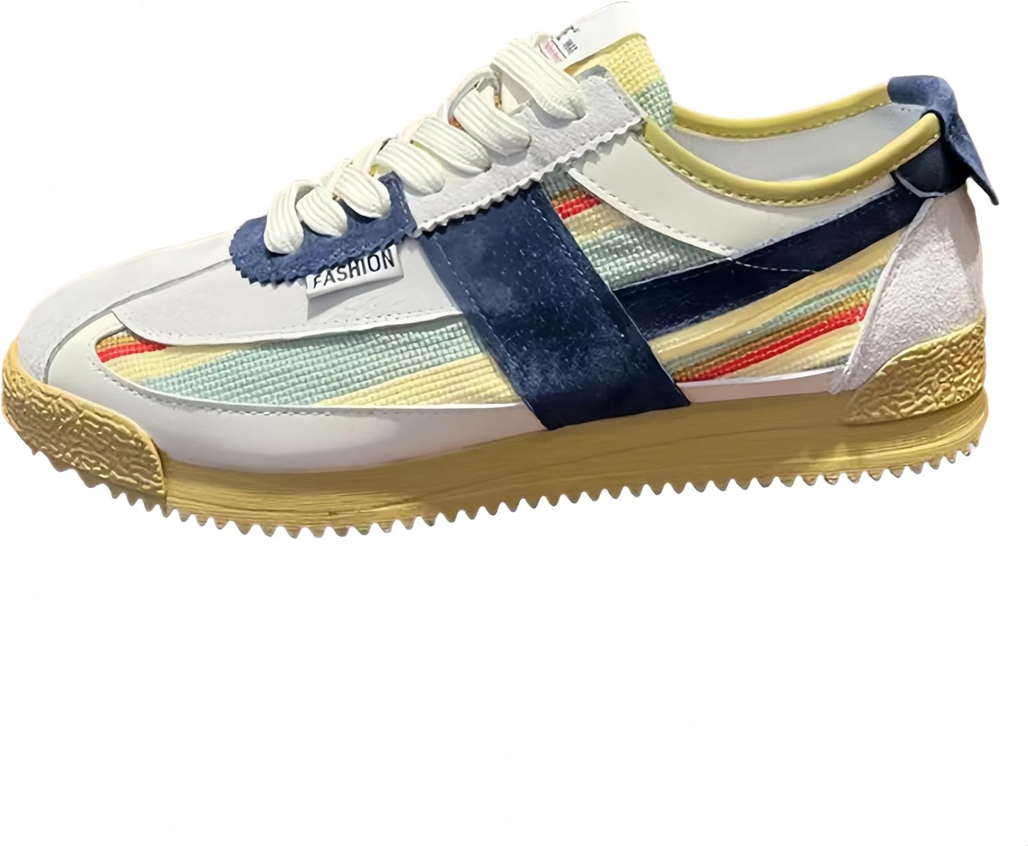 

Мужские модные повседневные спортивные кроссовки большого размера - легкий и дышащий верх, мягкая и противоскользящая подошва, низкий каблук и шнуровка Clolinde, белый/синий