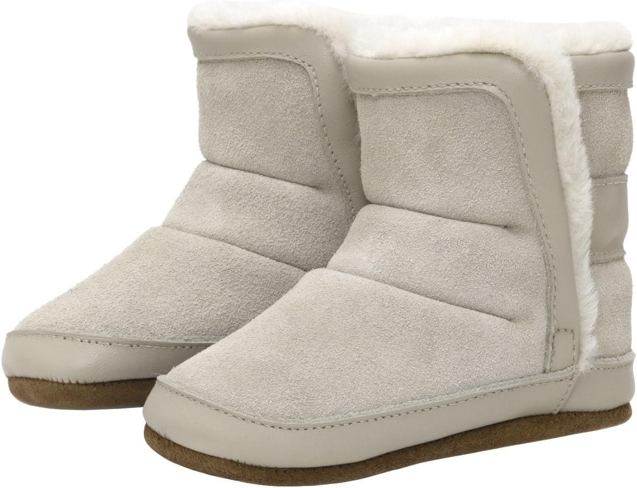 

Детские пинетки Robeez для девочек и мальчиков с мягкой подошвой и противоскользящим эффектом, для младенцев и малышей, 0-24 месяца, Cozy Cuff Taupe Suede