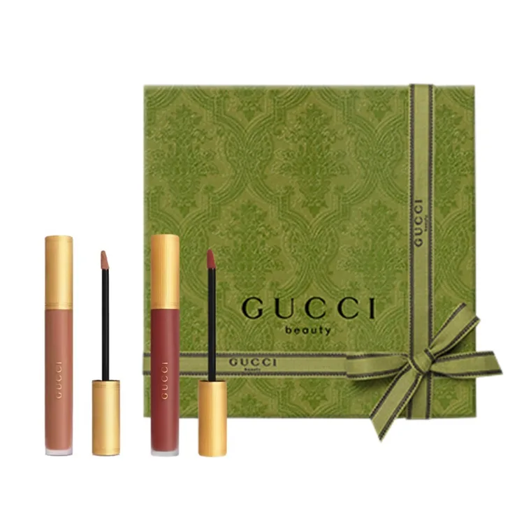 GUCCI Набор жидкой помады Qingshe Cloud Mist матовый велюр 2 шт, Two-Piece Set: Qingshe Cloud Mist Liquid Lipstick #521+Qingshe Cloud Mist Liquid Lipstick #25 — фото 4