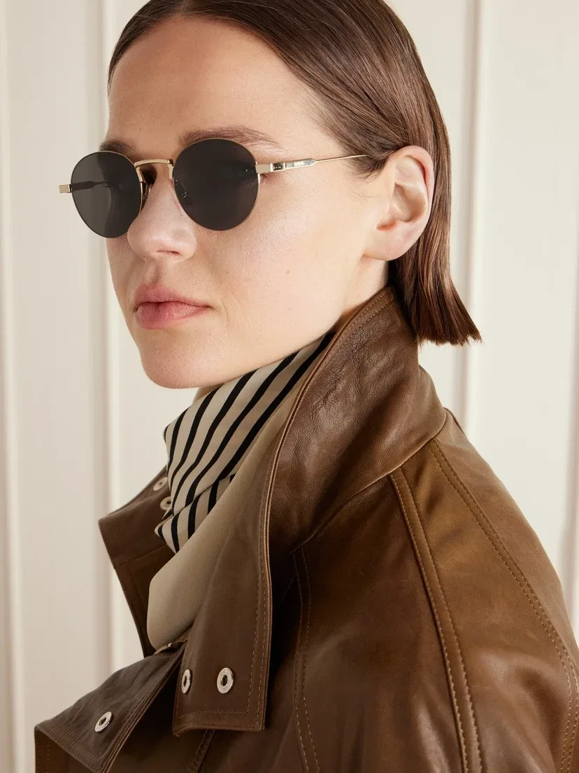 Золотые солнцезащитные очки Oro Round-Frame CELINE EYEWEAR, золотой — фото 2
