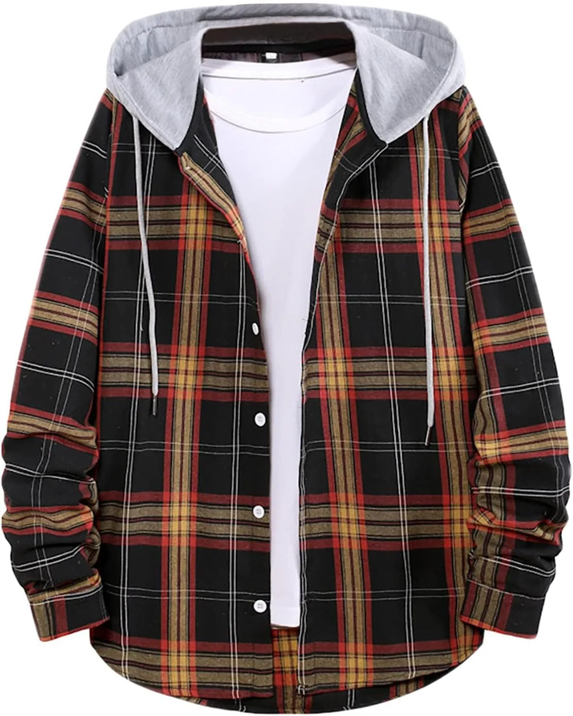 

Мужская фланелевая толстовка с капюшоном на пуговицах