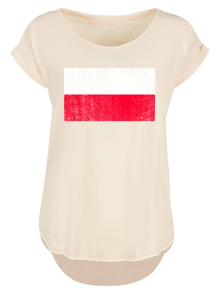 

F4NT4STIC Футболка с длинными рукавами, Польша, польский флаг, состаренный в белом песке