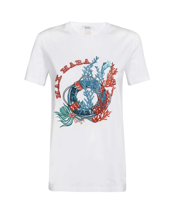 

Вышитая хлопковая футболка Max Mara, белый