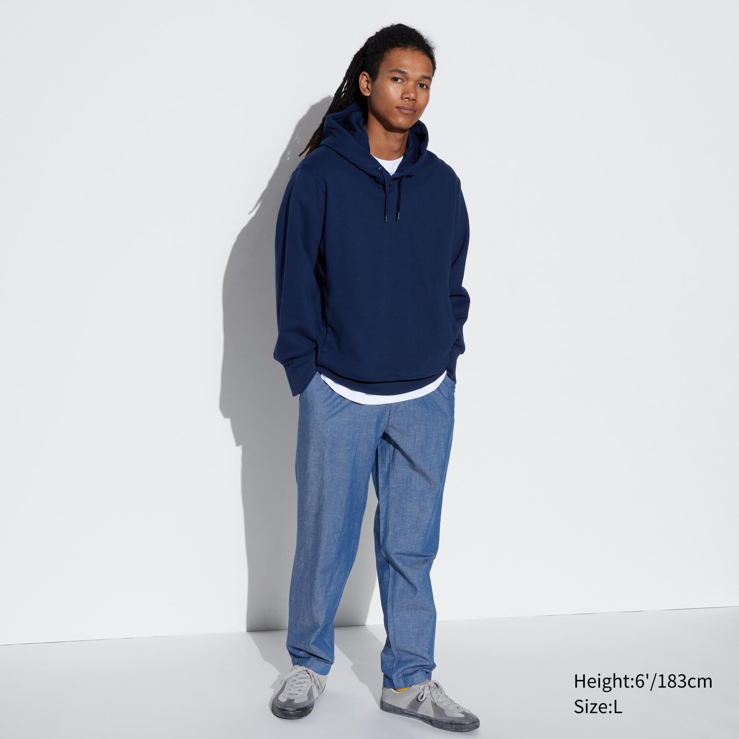 

Удобные брюки из смесового льна UNIQLO, синий