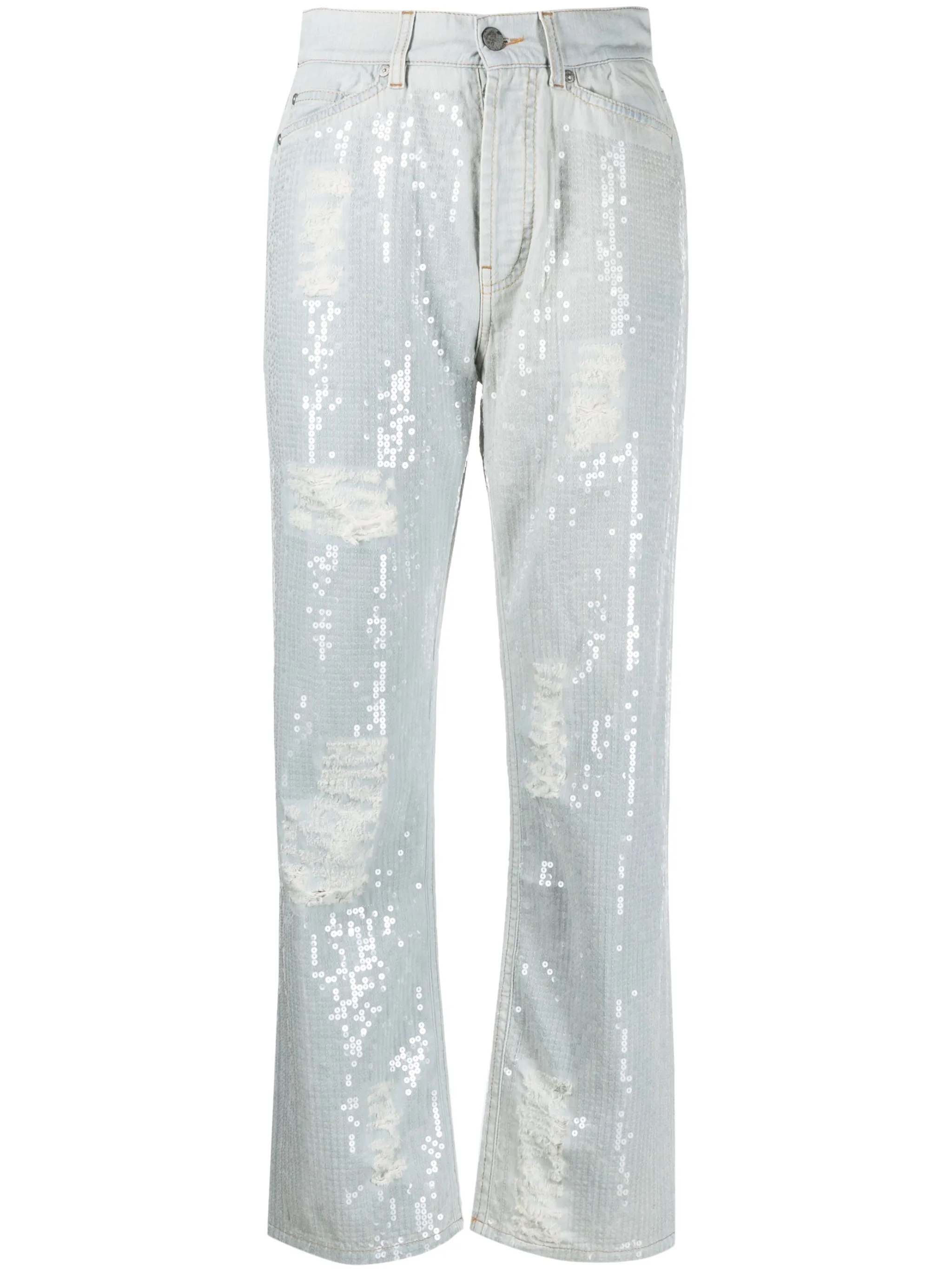 

Прямые джинсы с пайетками Palm Angels, синий