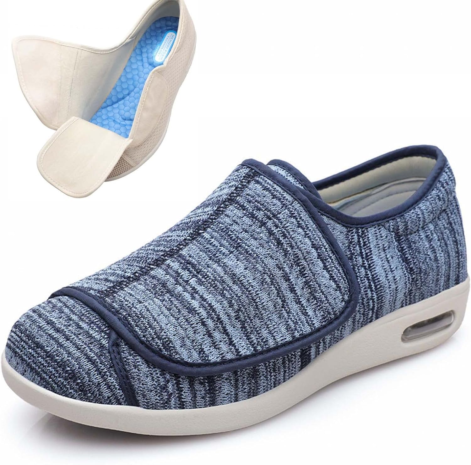 

Мужские кроссовки с широкой посадкой, регулируемой застежкой, легкие, дышащие, для отекших ног и прогулок при отеках Generic, светло-голубой